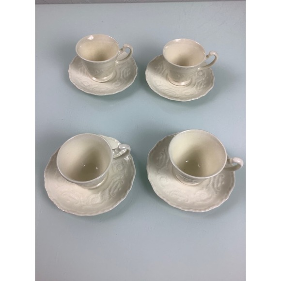 Vintage Steubenville Adam Antique Demitasse cup & saucer set of 4 - Picture 3 of 12